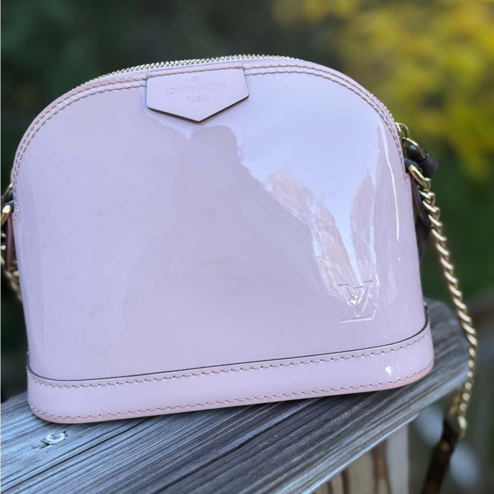 Louis Vuitton Light Pink Patent Leather Crossbody Bag and matching wallet
